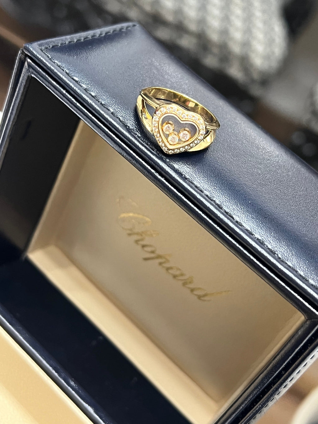 CHOPARD 18K YELLOW GOLD HAPPY DIAMONDS HEART RING
