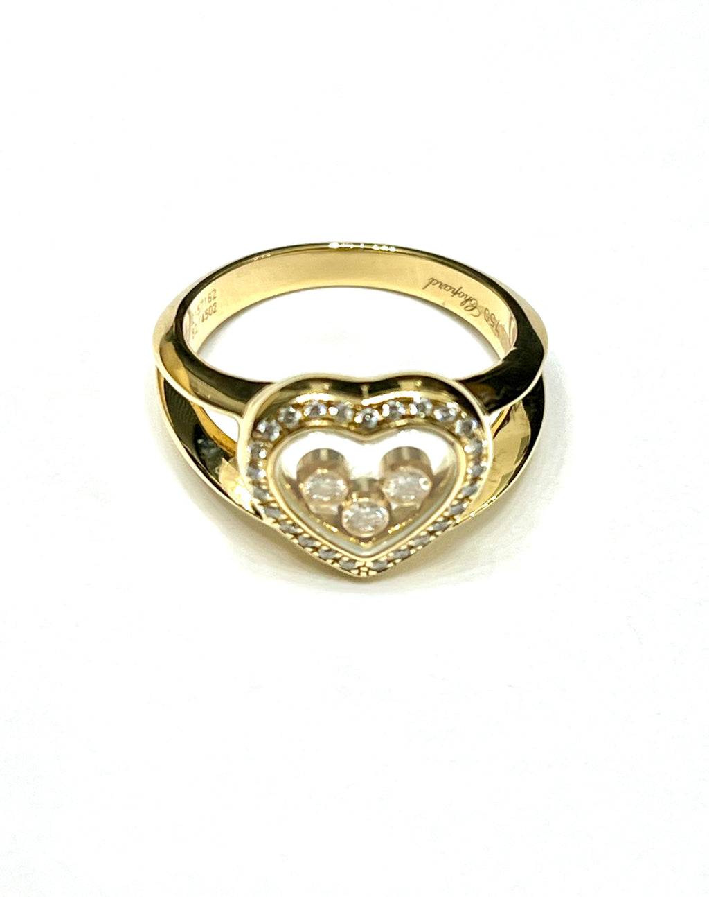 CHOPARD 18K YELLOW GOLD HAPPY DIAMONDS HEART RING