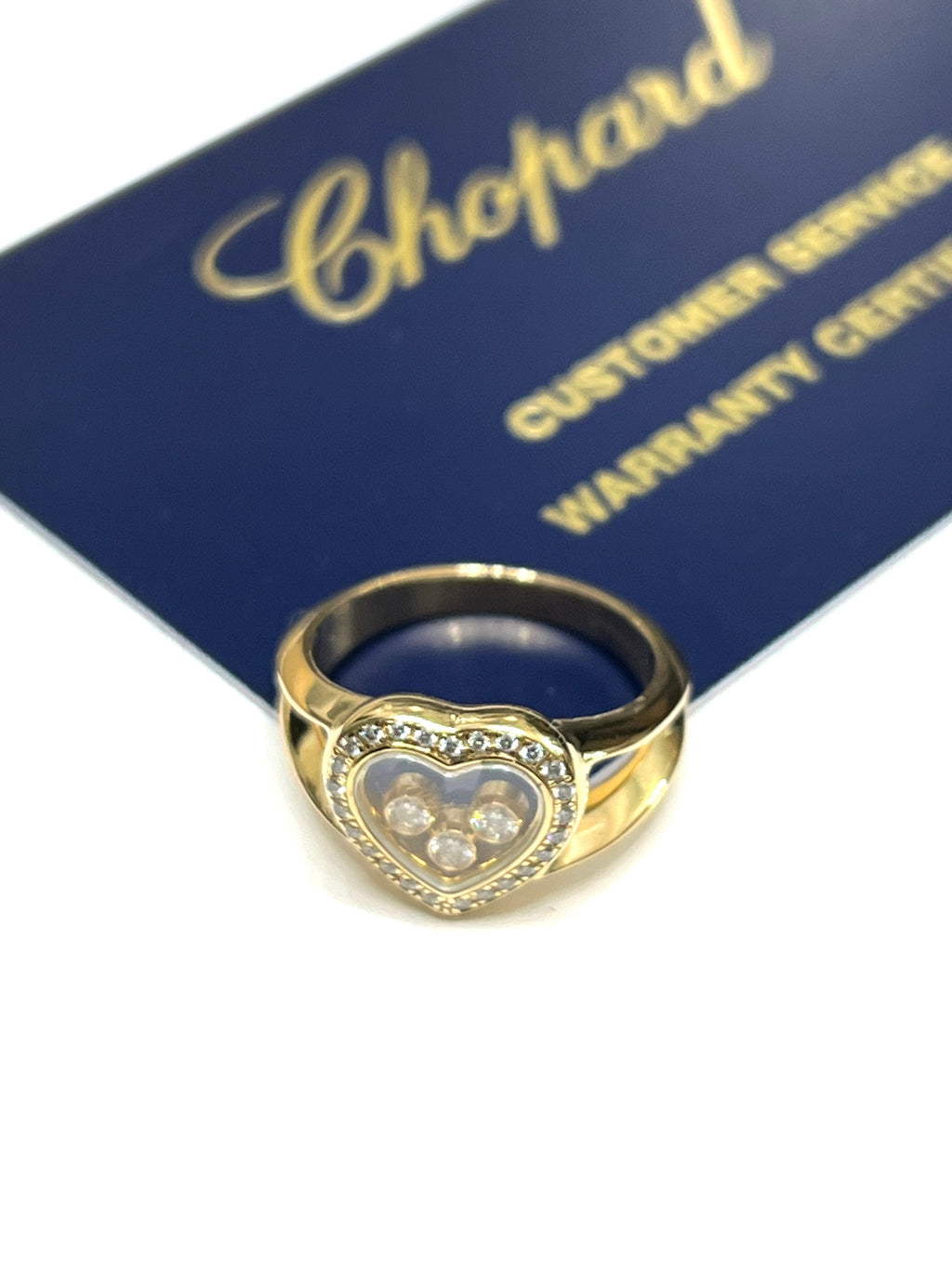 CHOPARD 18K YELLOW GOLD HAPPY DIAMONDS HEART RING