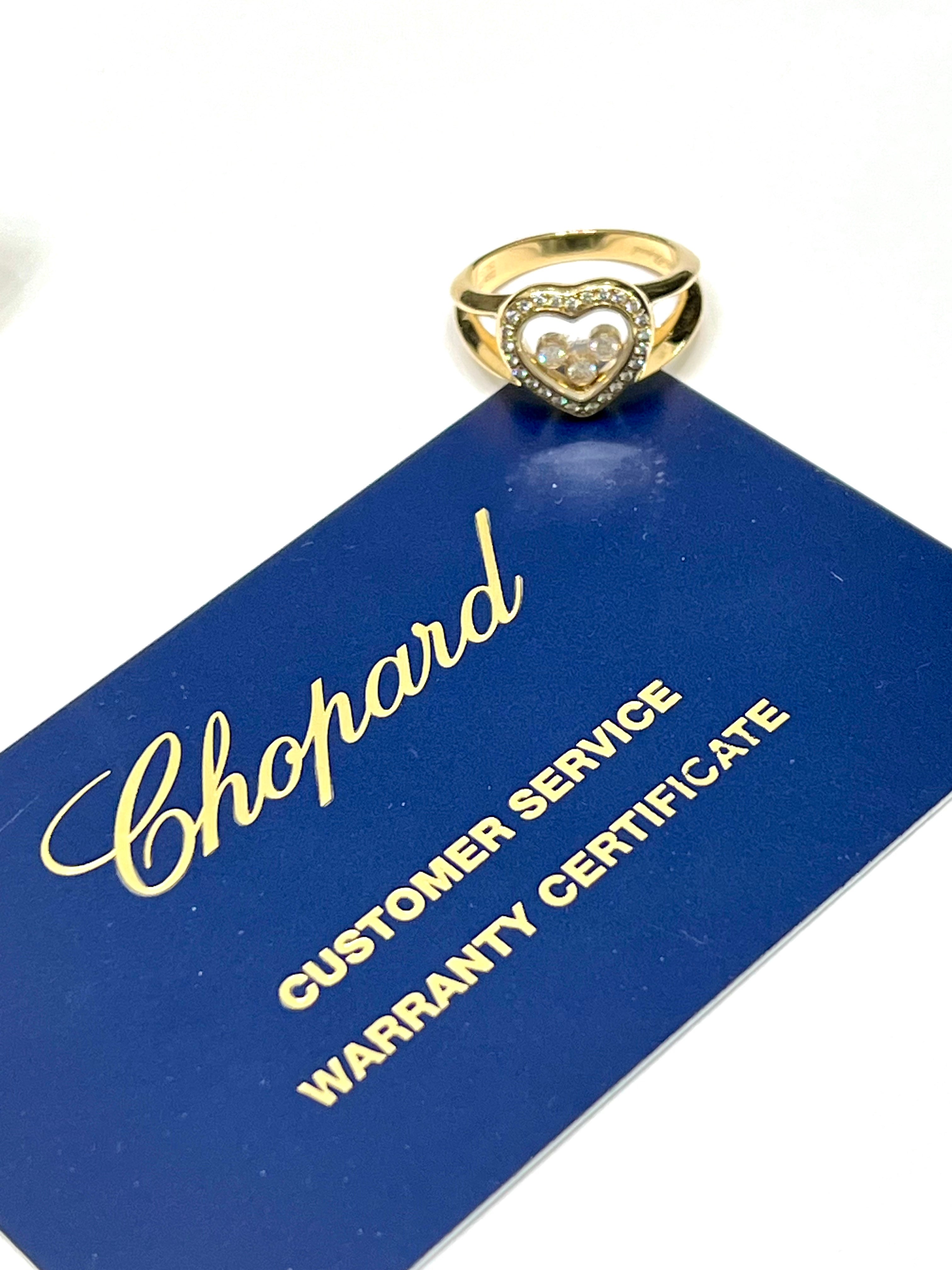 CHOPARD 18K YELLOW GOLD HAPPY DIAMONDS HEART RING
