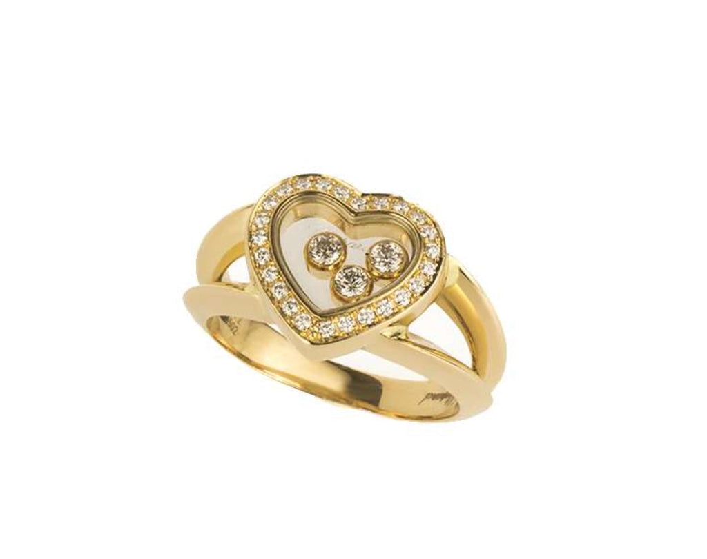 CHOPARD 18K YELLOW GOLD HAPPY DIAMONDS HEART RING