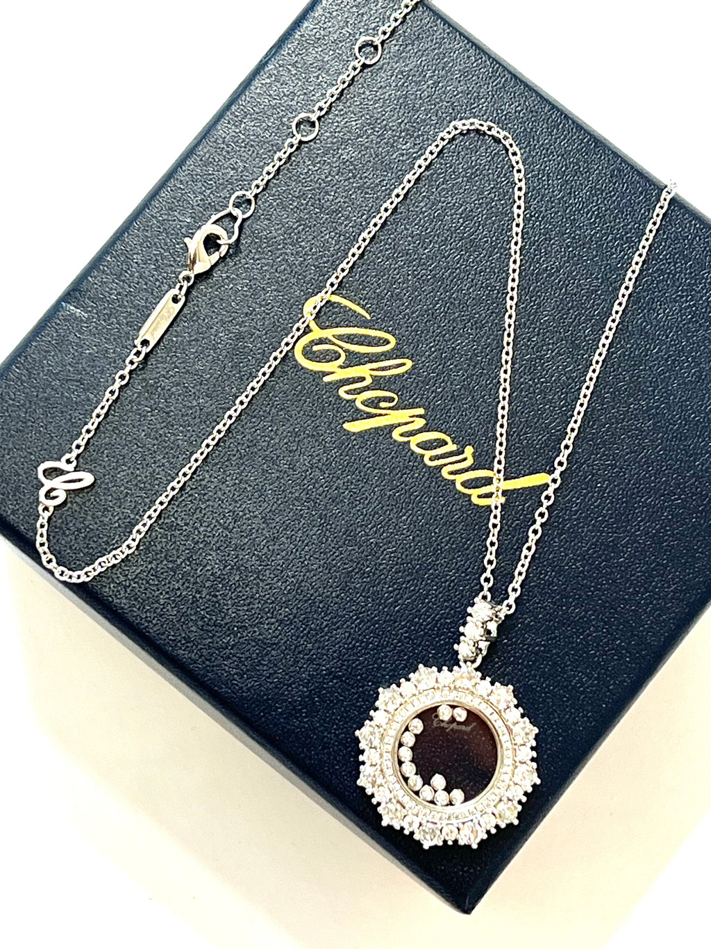 CHOPARD HAPPY DIAMONDS JOAILLERIE PENDANT 18K WHITE GOLD NECKLACE