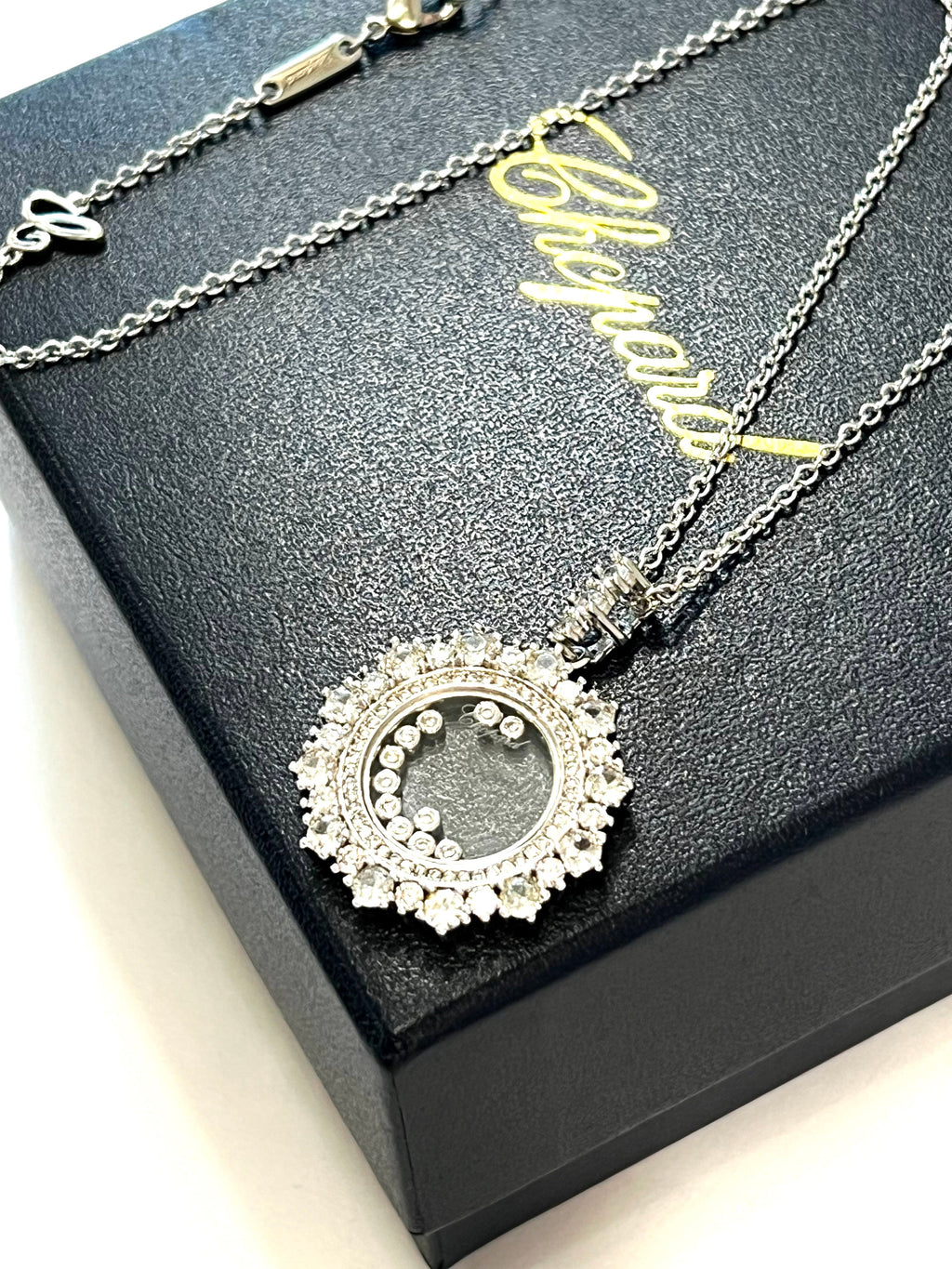 CHOPARD HAPPY DIAMONDS JOAILLERIE PENDANT 18K WHITE GOLD NECKLACE