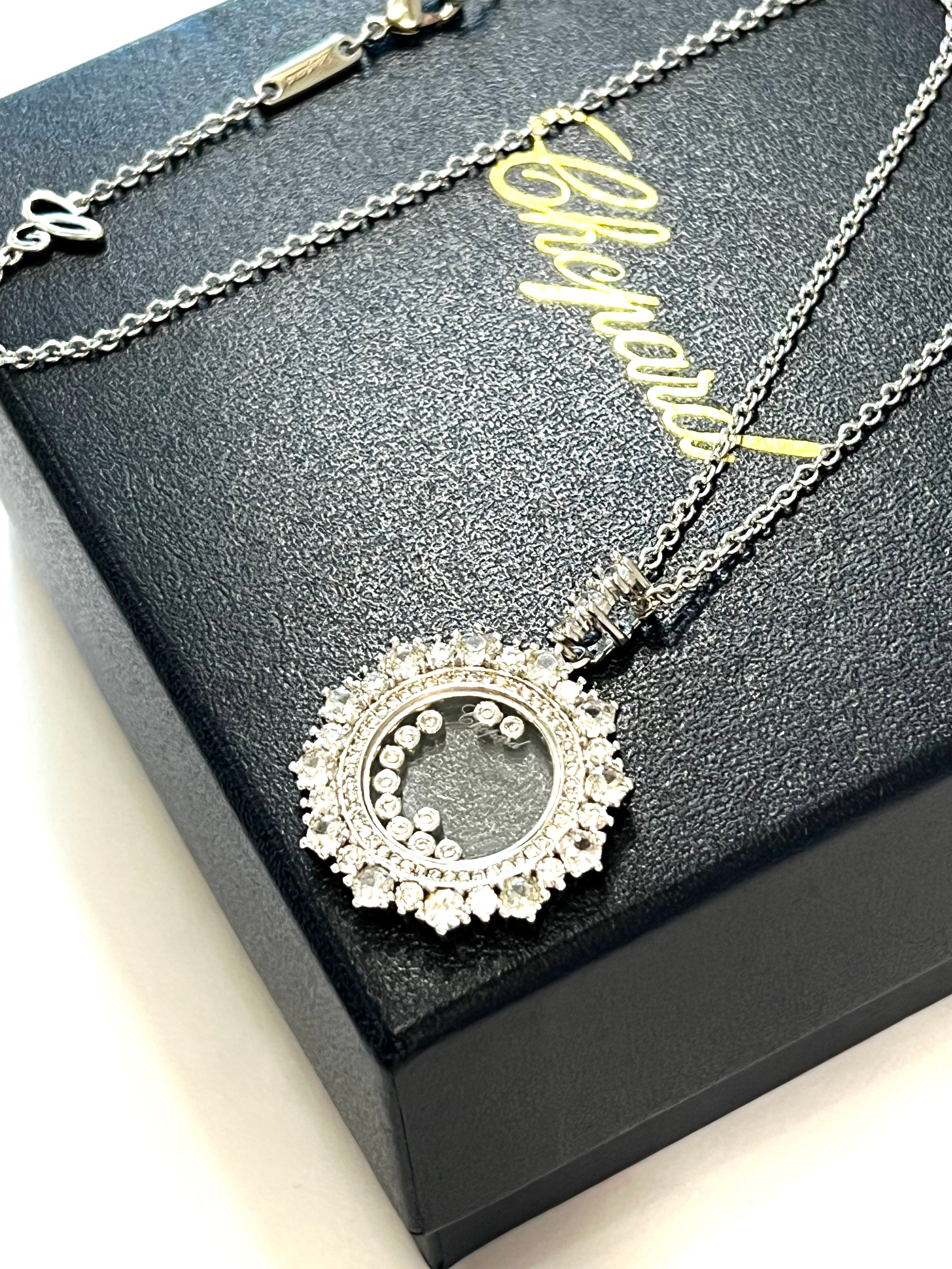CHOPARD HAPPY DIAMONDS JOAILLERIE PENDANT 18K WHITE GOLD NECKLACE