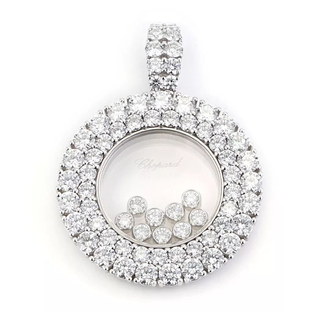 CHOPARD HAPPY DIAMONDS JOAILLERIE PENDANT 18K WHITE GOLD NECKLACE