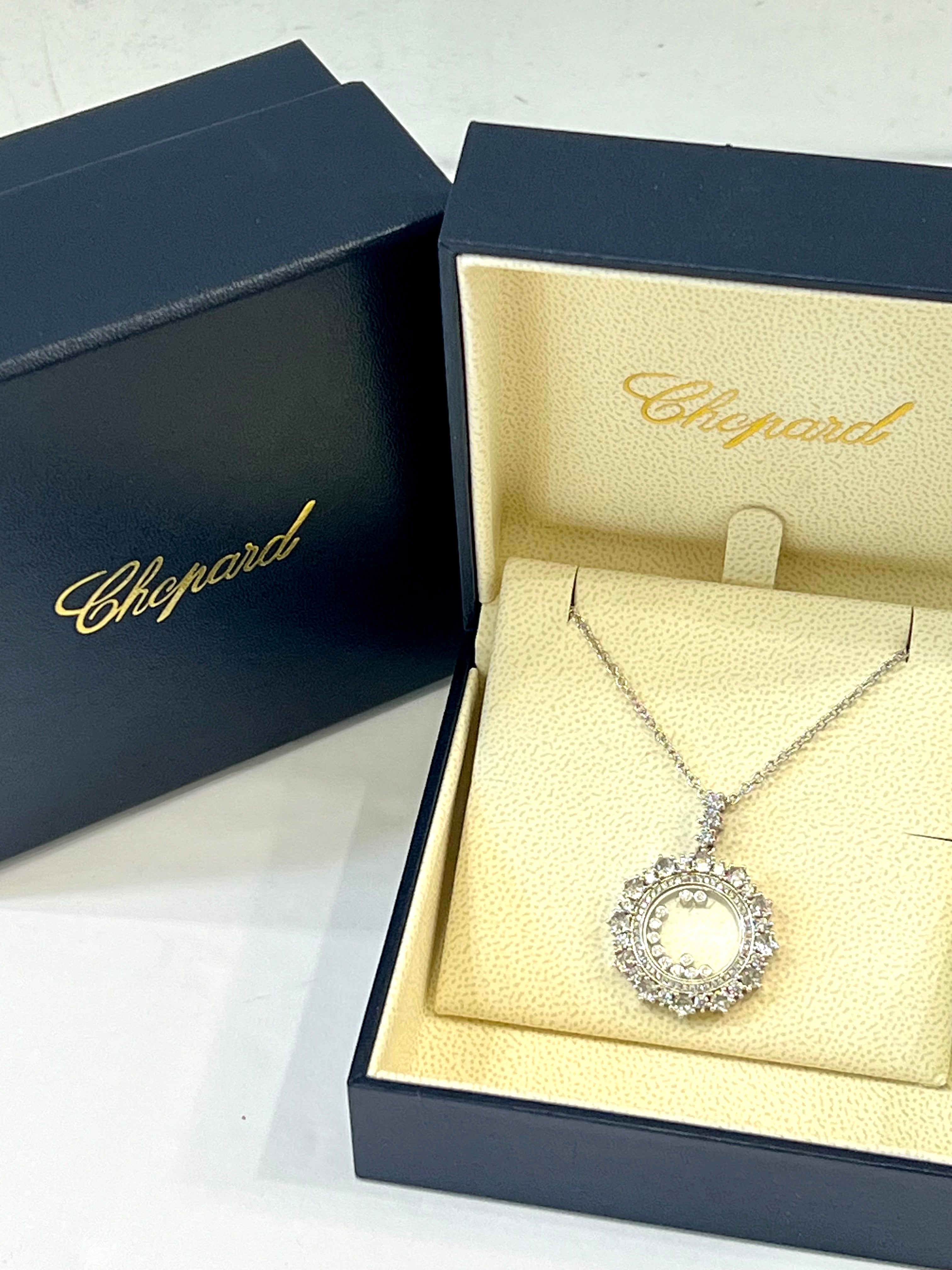 CHOPARD HAPPY DIAMONDS JOAILLERIE PENDANT 18K WHITE GOLD NECKLACE