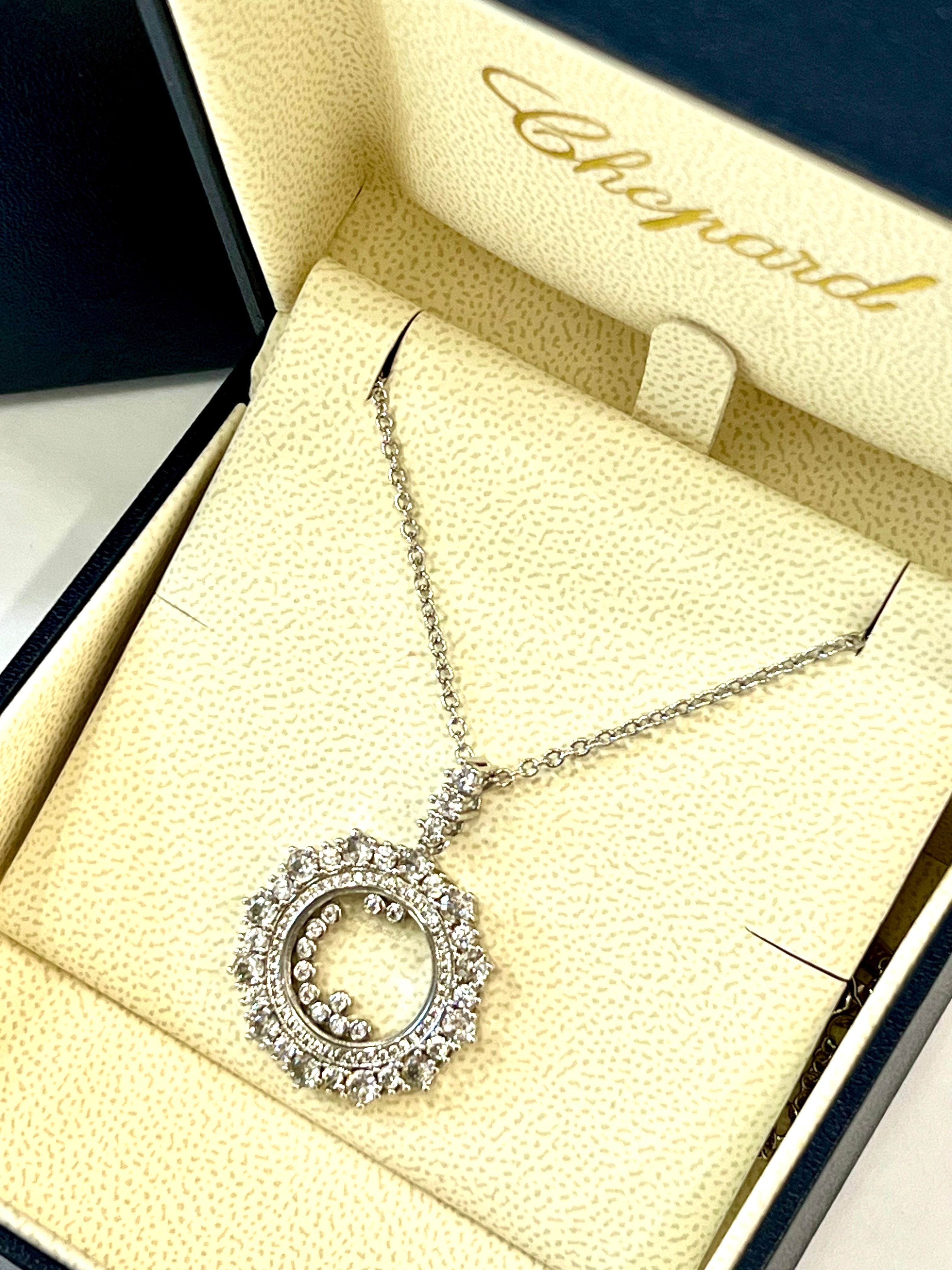 CHOPARD HAPPY DIAMONDS JOAILLERIE PENDANT 18K WHITE GOLD NECKLACE
