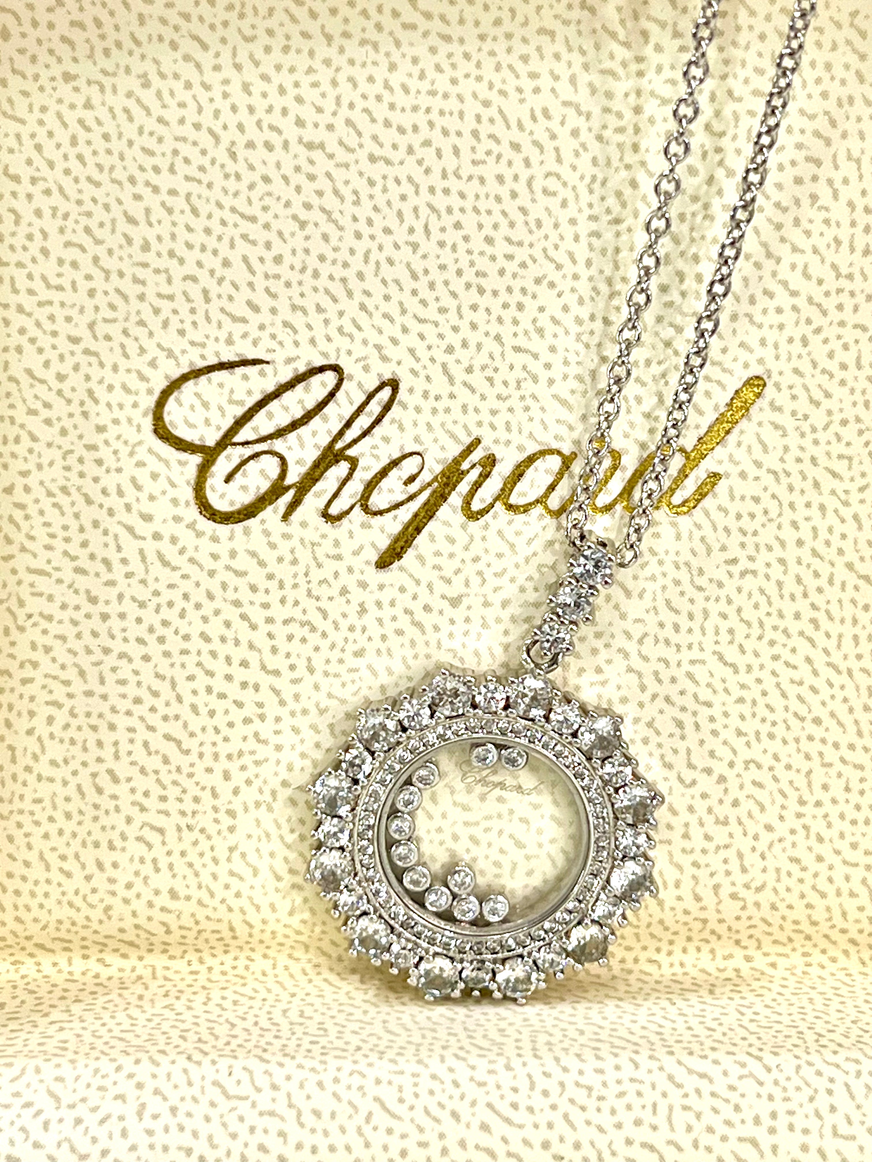CHOPARD HAPPY DIAMONDS JOAILLERIE PENDANT 18K WHITE GOLD NECKLACE