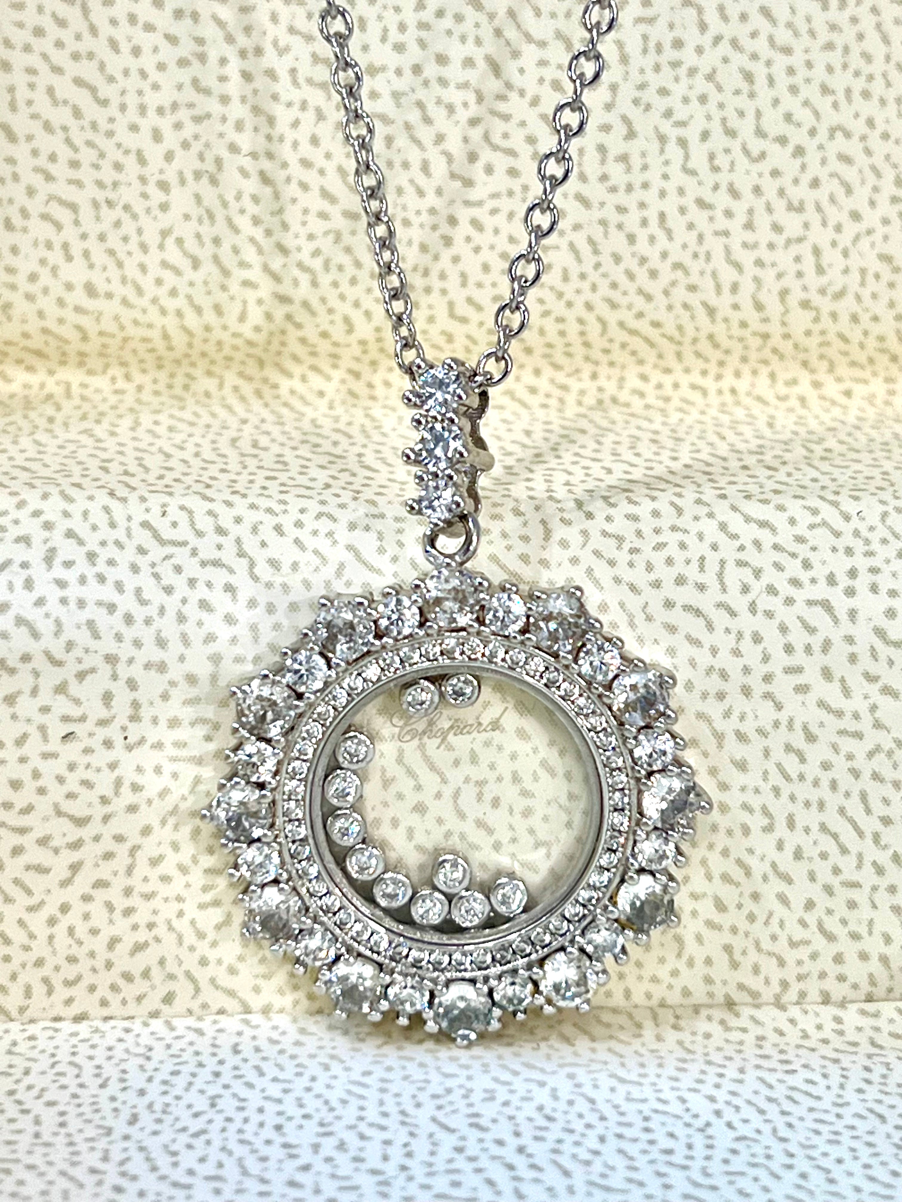 CHOPARD HAPPY DIAMONDS JOAILLERIE PENDANT 18K WHITE GOLD NECKLACE