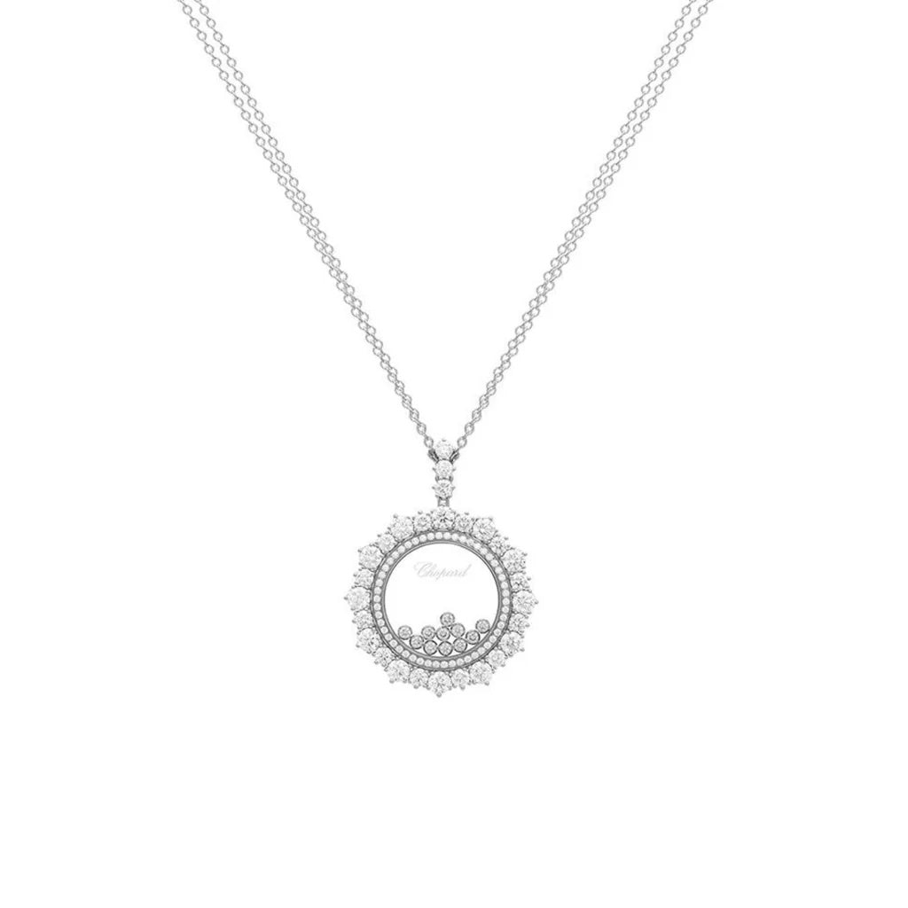 CHOPARD HAPPY DIAMONDS JOAILLERIE PENDANT 18K WHITE GOLD NECKLACE