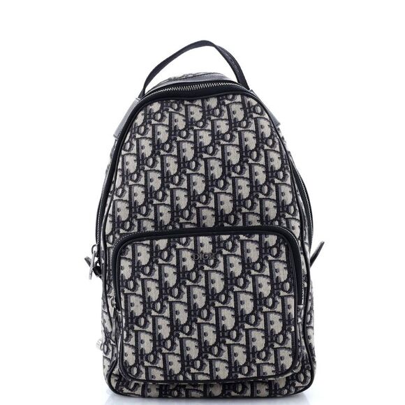 CHRISTIAN DIOR ZIP AROUND CANVAS BLUE OBLIQUE SLING BACKPACK