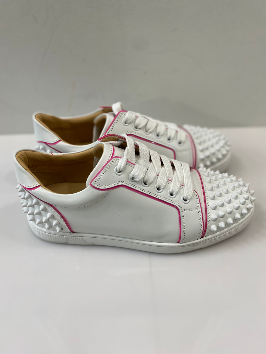 CHRISTIAN LOUBOUTIN VIEIRA 2 SPIKES STUDDED LEATHER SNEAKERS
