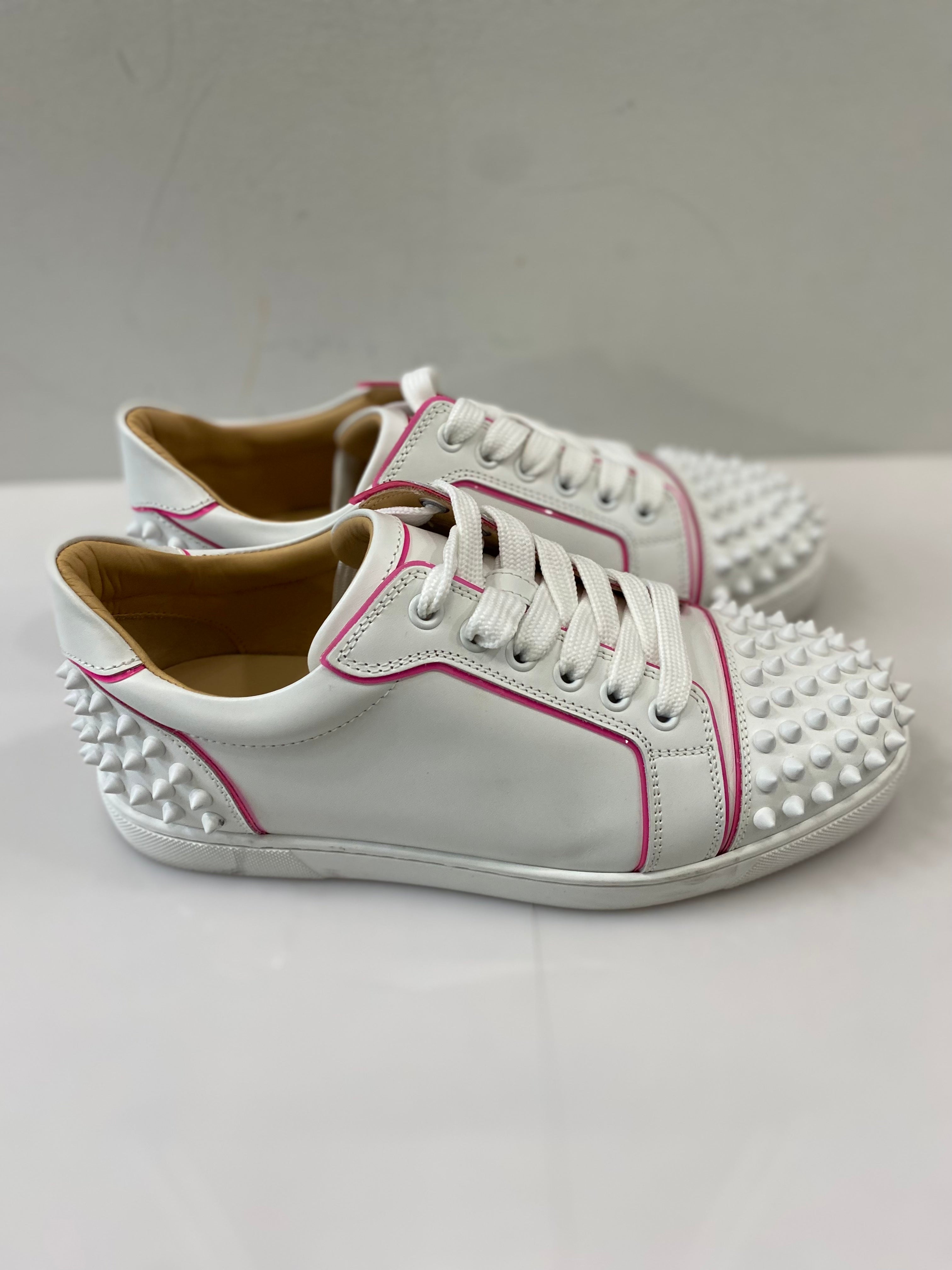 CHRISTIAN LOUBOUTIN VIEIRA 2 SPIKES STUDDED LEATHER SNEAKERS
