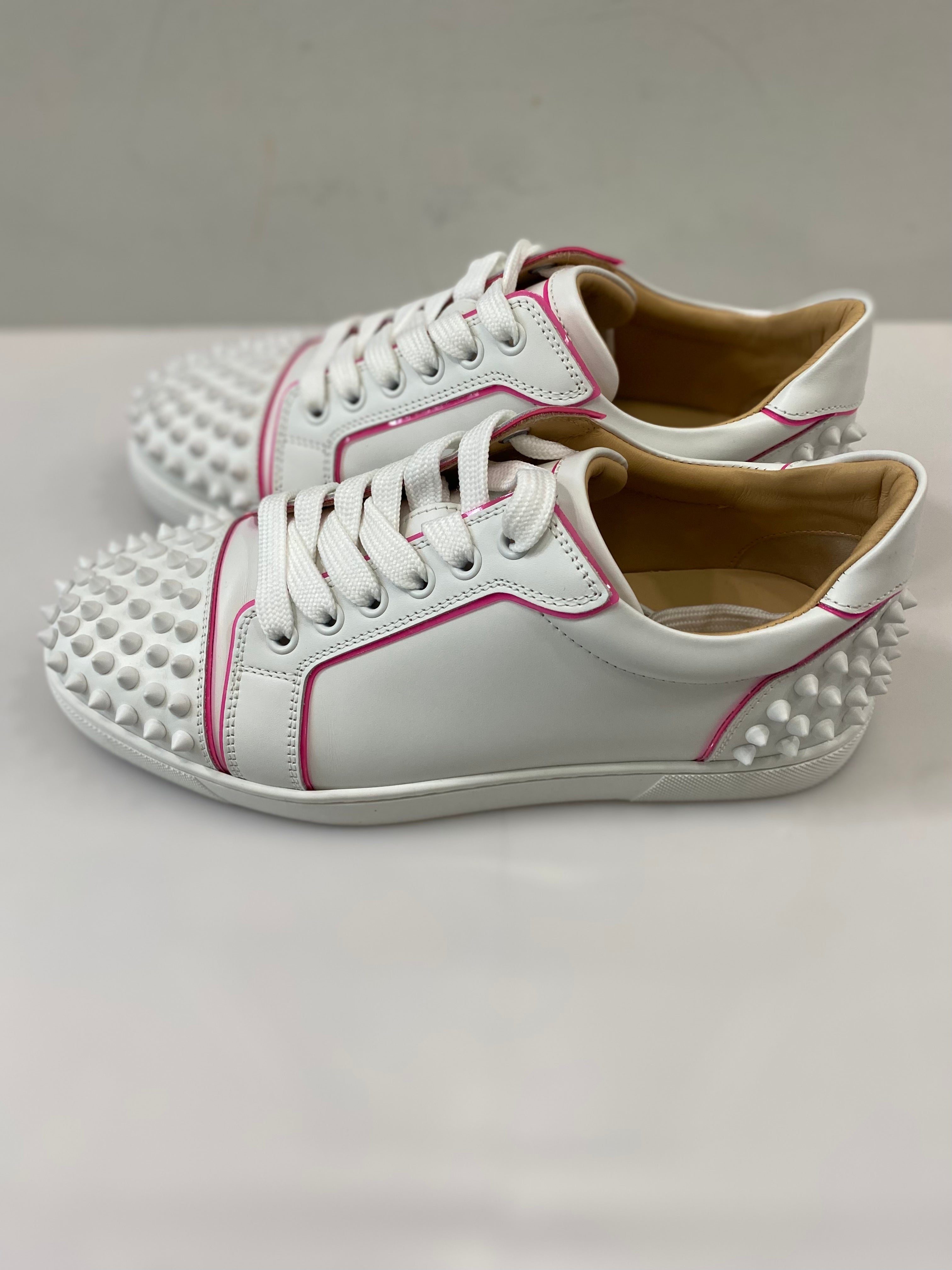 CHRISTIAN LOUBOUTIN VIEIRA 2 SPIKES STUDDED LEATHER SNEAKERS
