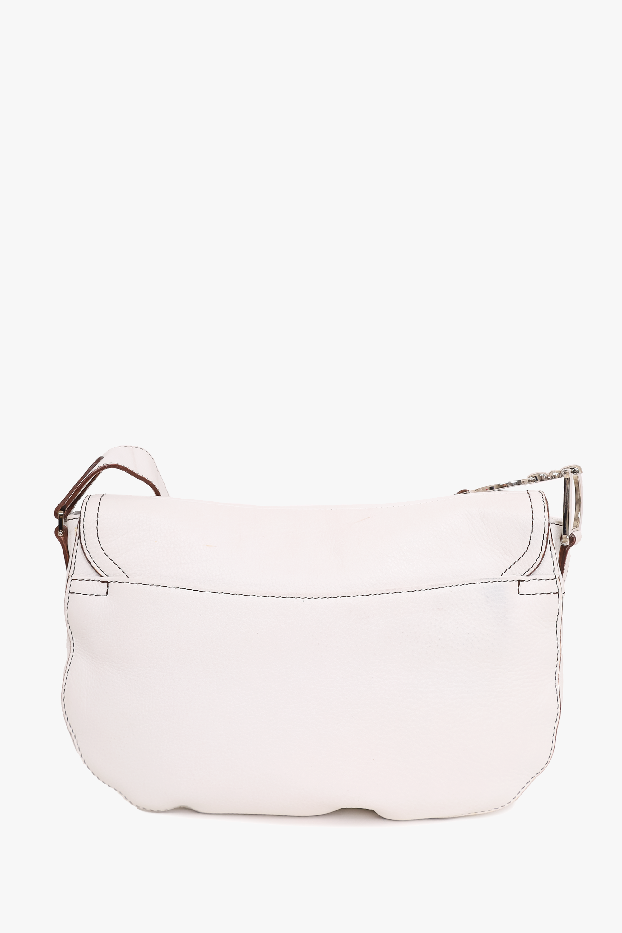 Christian Dior 2002 White Grained Calfskin Baudrier Saddle Messenger Bag