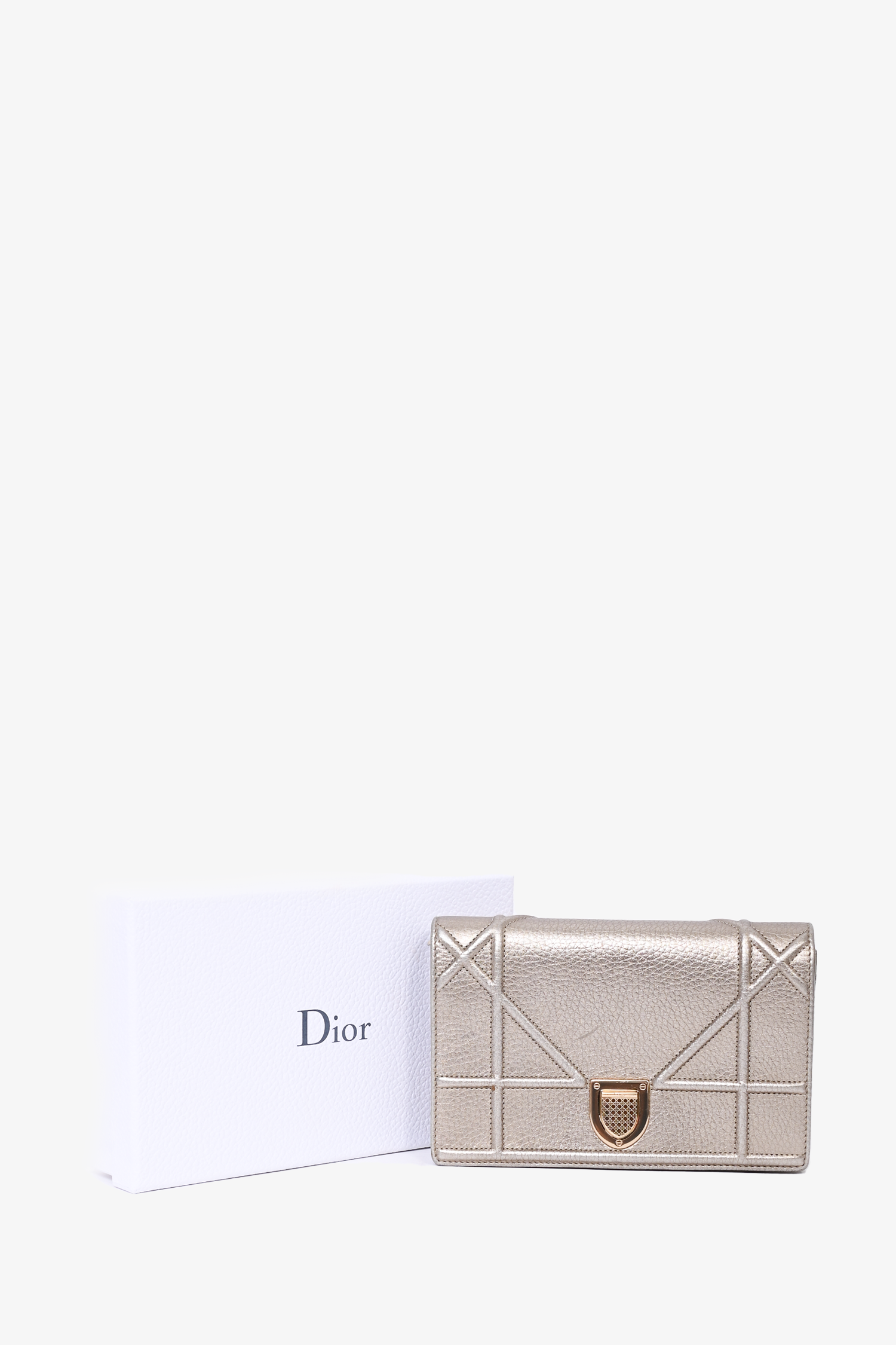 Christian Dior Metallic Gold Diorama Chain Crossbody