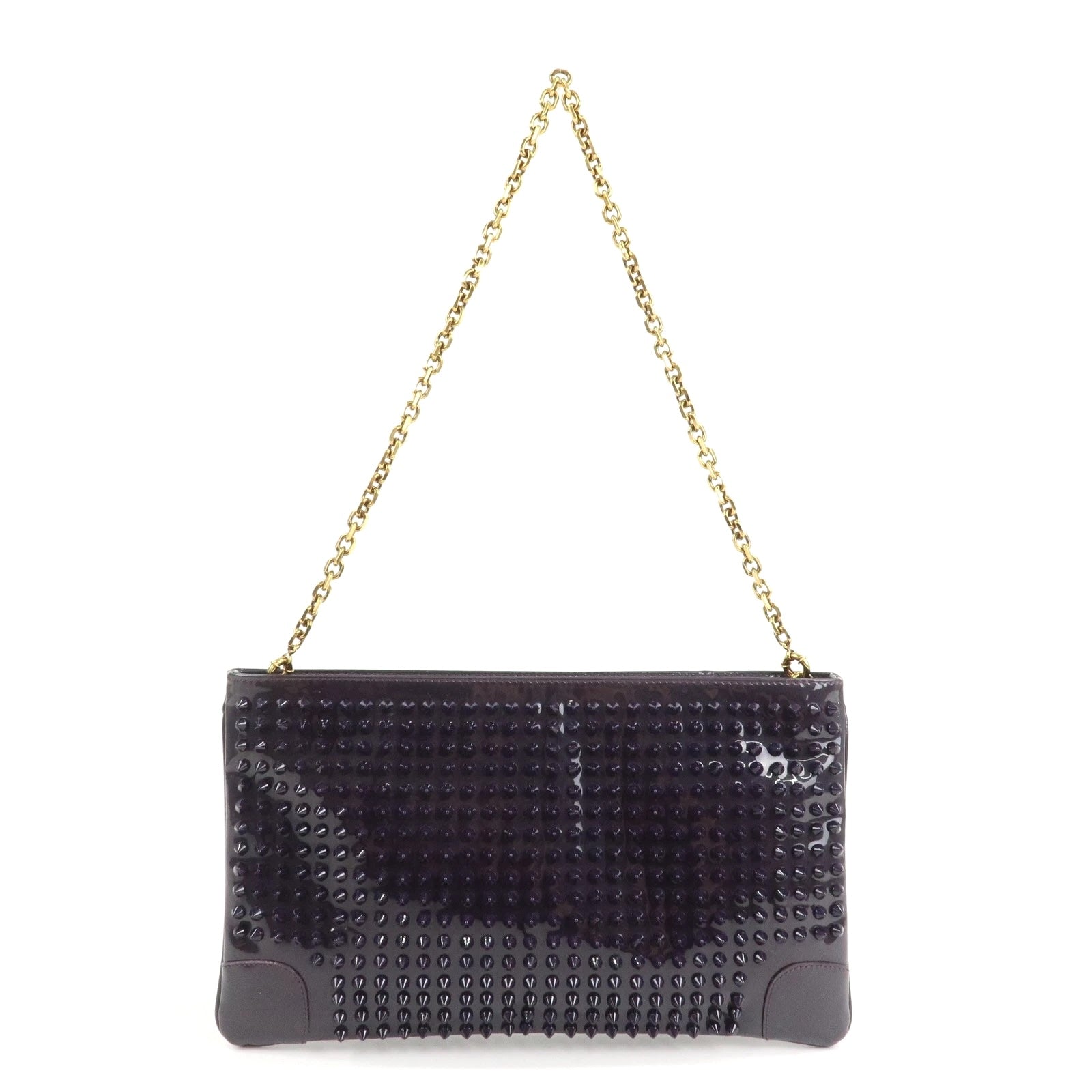 LOUBOUTIN LOUBIPOSH SPIKED PATENT LEATHER CHAIN BAG