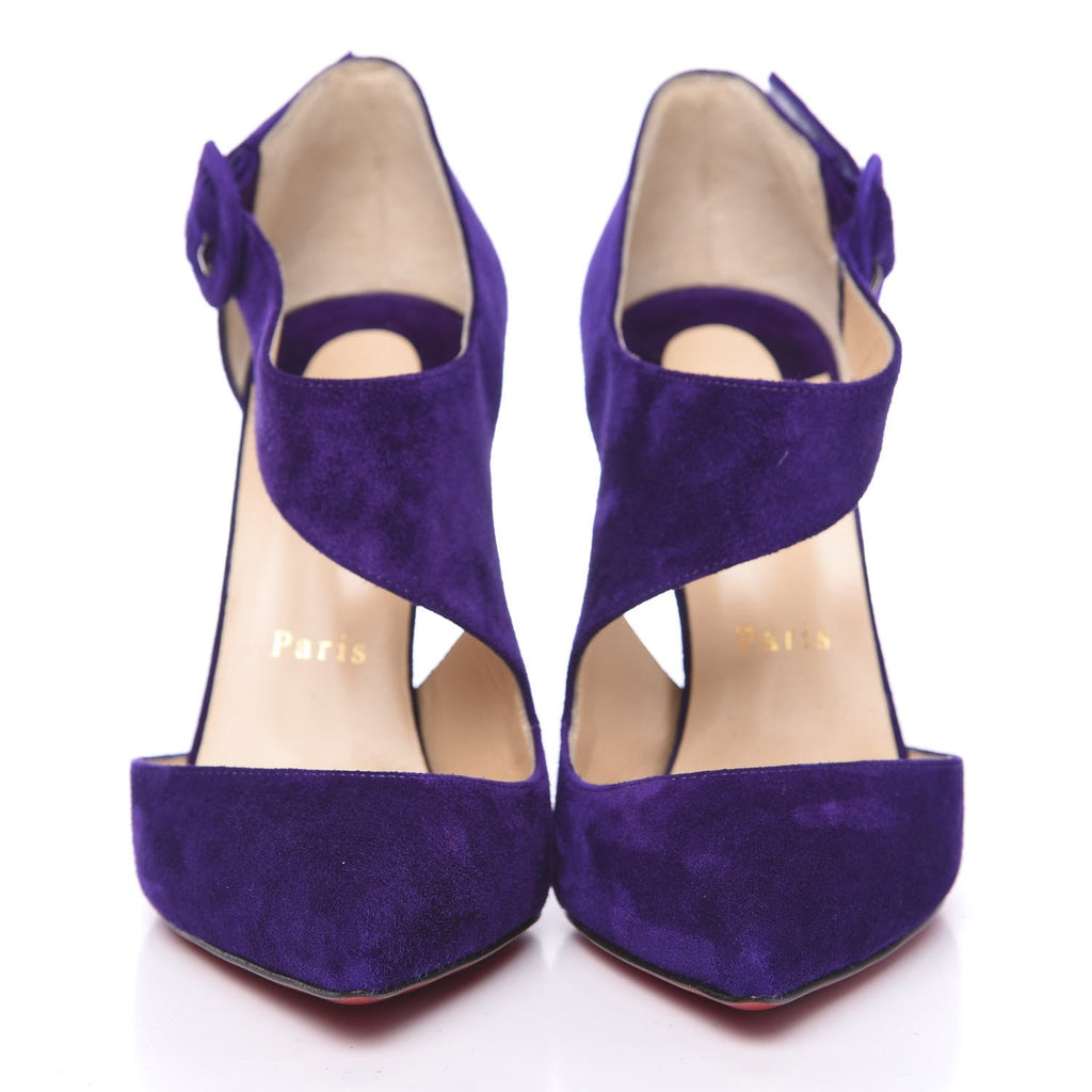CHRISTIAN LOUBOUTIN SHARPETA SUEDE BUCKLE PUMPS