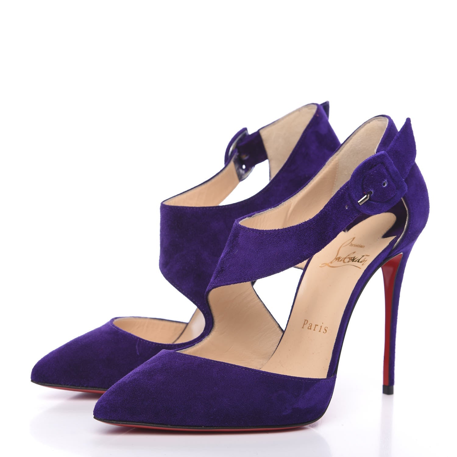 CHRISTIAN LOUBOUTIN SHARPETA SUEDE BUCKLE PUMPS