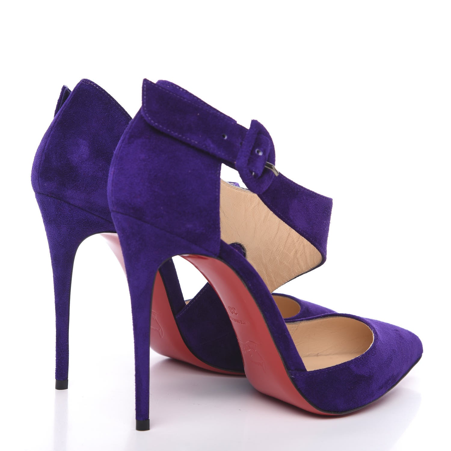 CHRISTIAN LOUBOUTIN SHARPETA SUEDE BUCKLE PUMPS