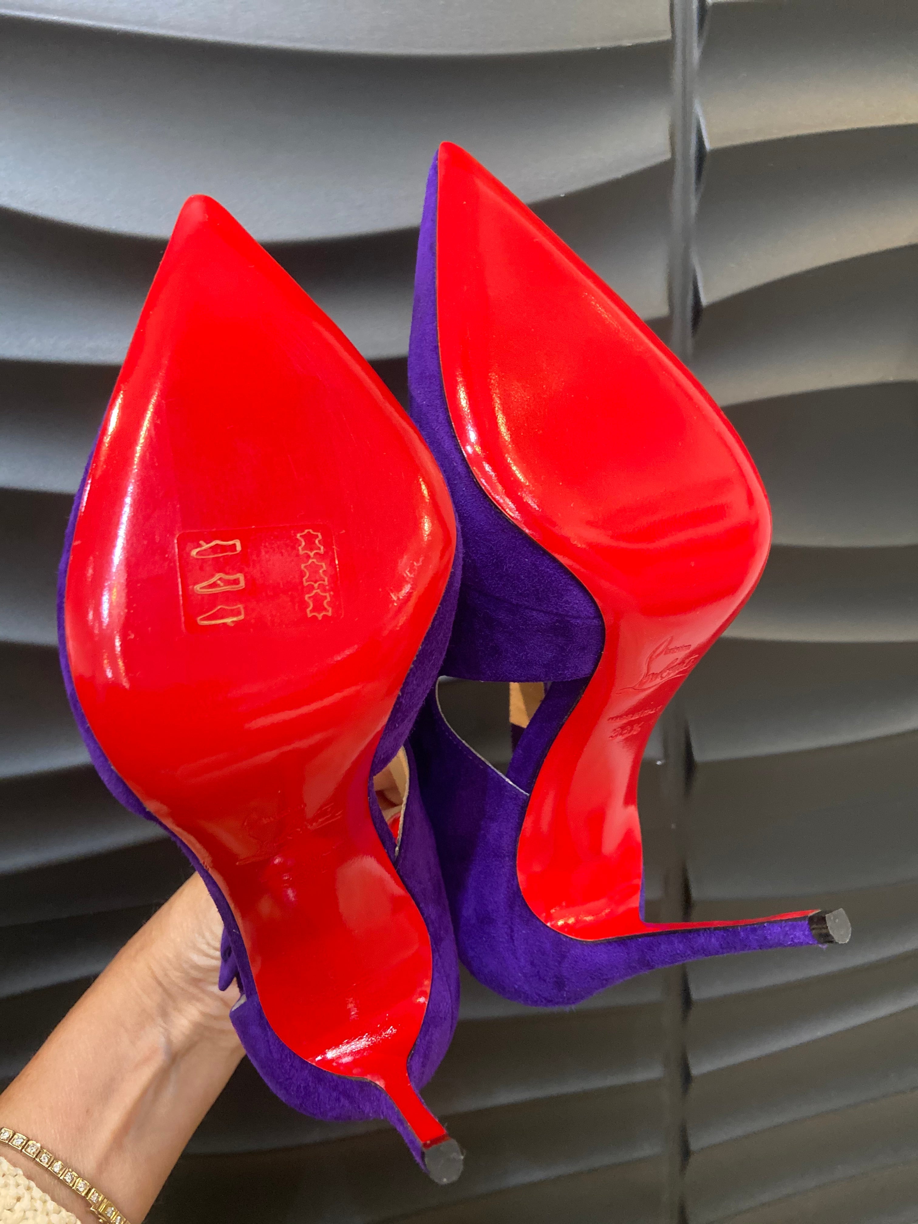 CHRISTIAN LOUBOUTIN SHARPETA SUEDE BUCKLE PUMPS