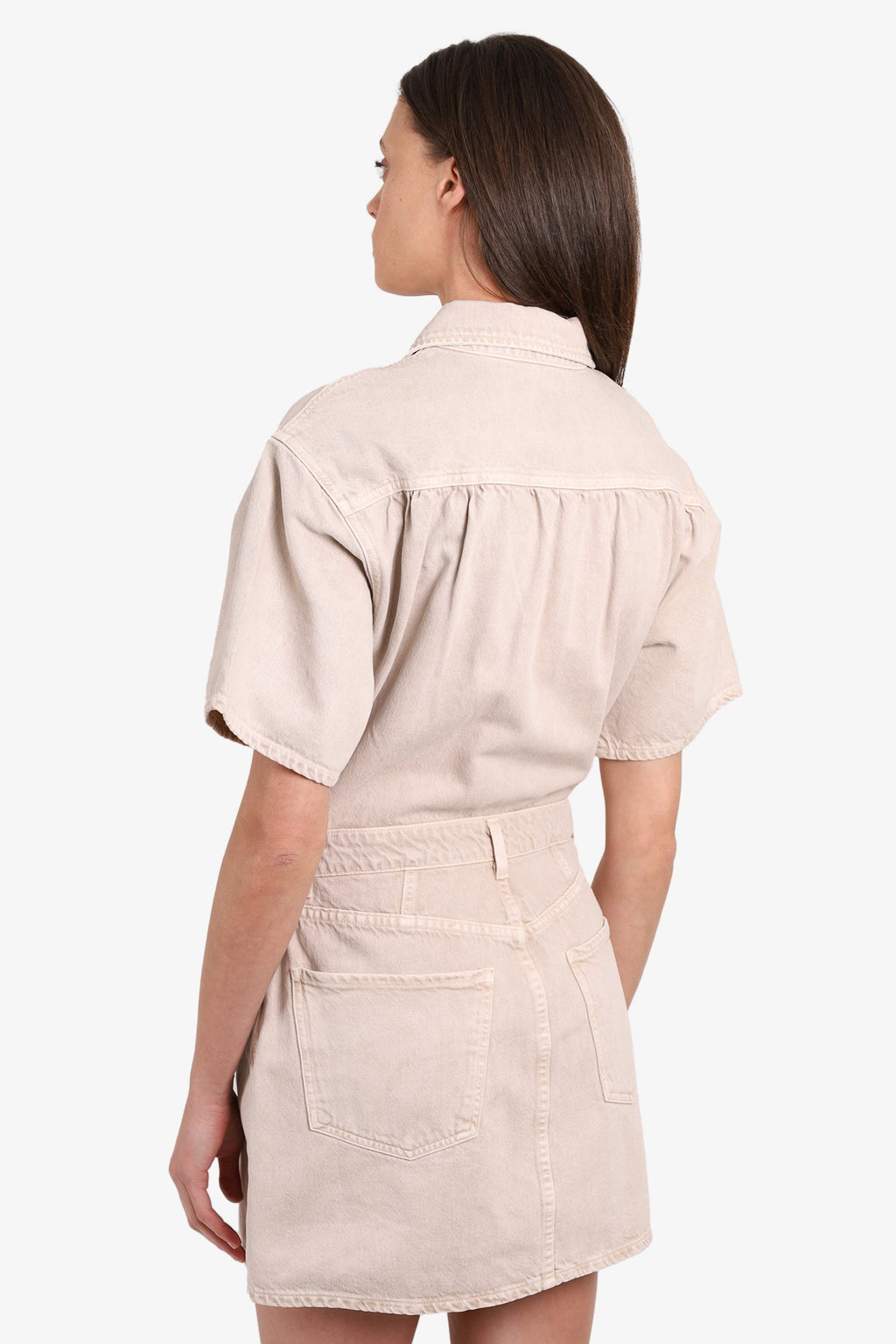 Citizens of Humanity Beige Denim Button Up Short-sleeve Dress Size Medium