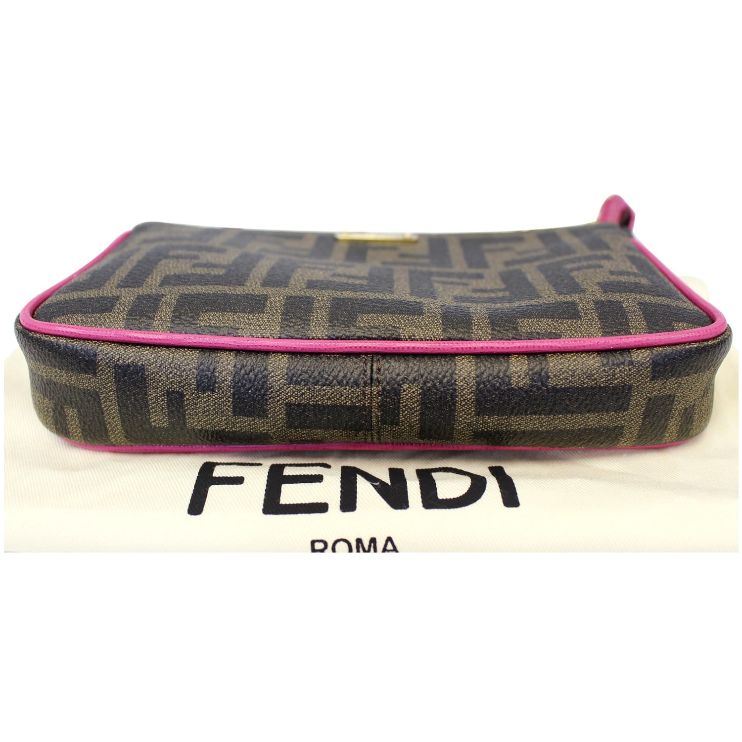 FENDI Spalmati Zucca Pochette Pouch Fuchsia