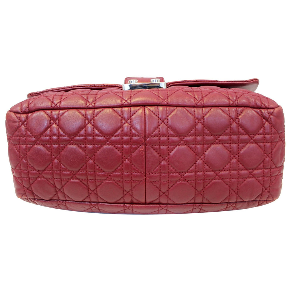 CHRISTIAN DIOR Medium Flap Cannage Leather Shoulder Bag Red