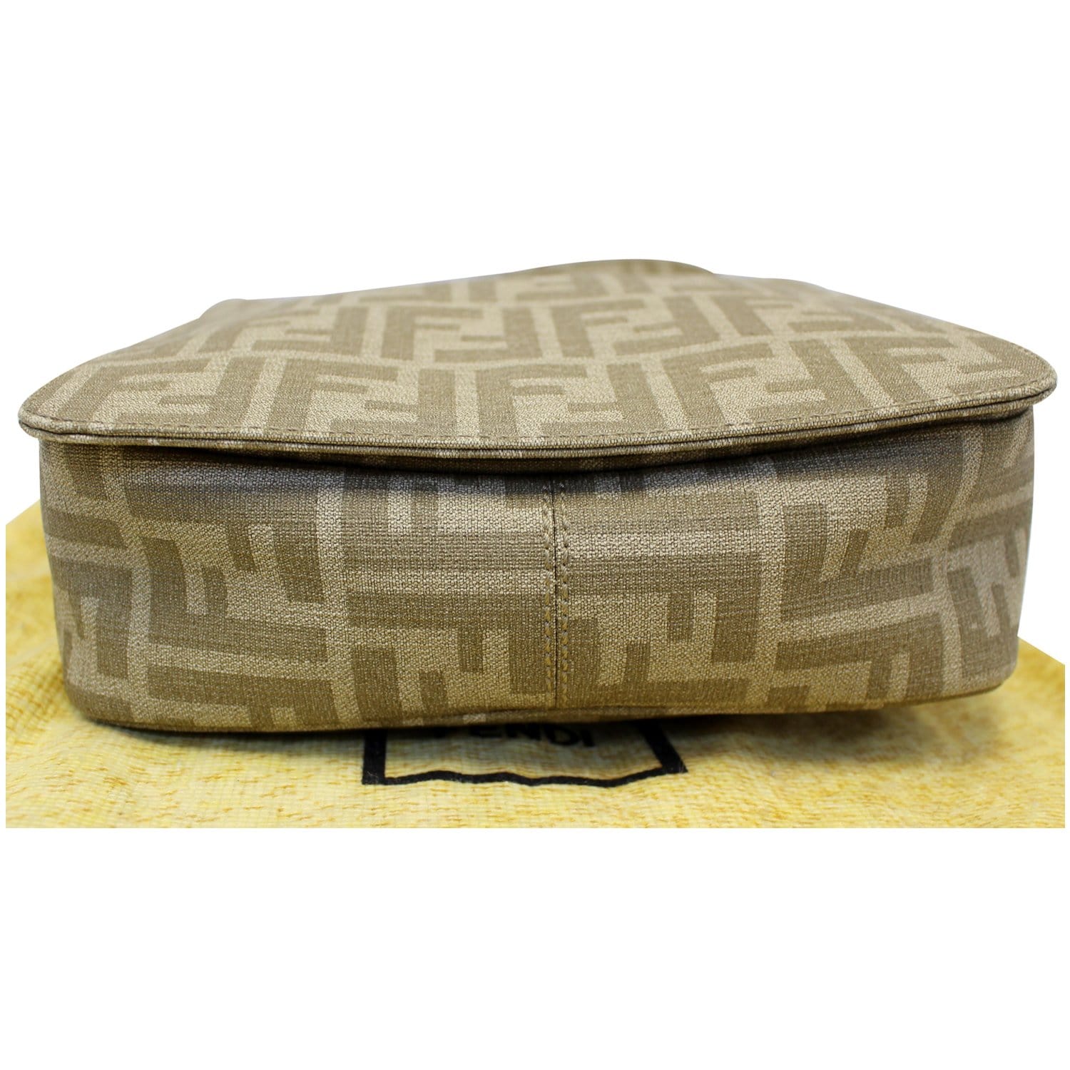 FENDI Zucca Flap Messenger Crossbody Bag Taupe