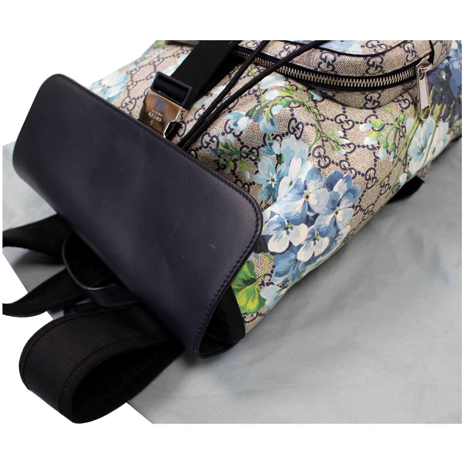 GUCCI Blooms Print GG Canvas Backpack Blue 406398
