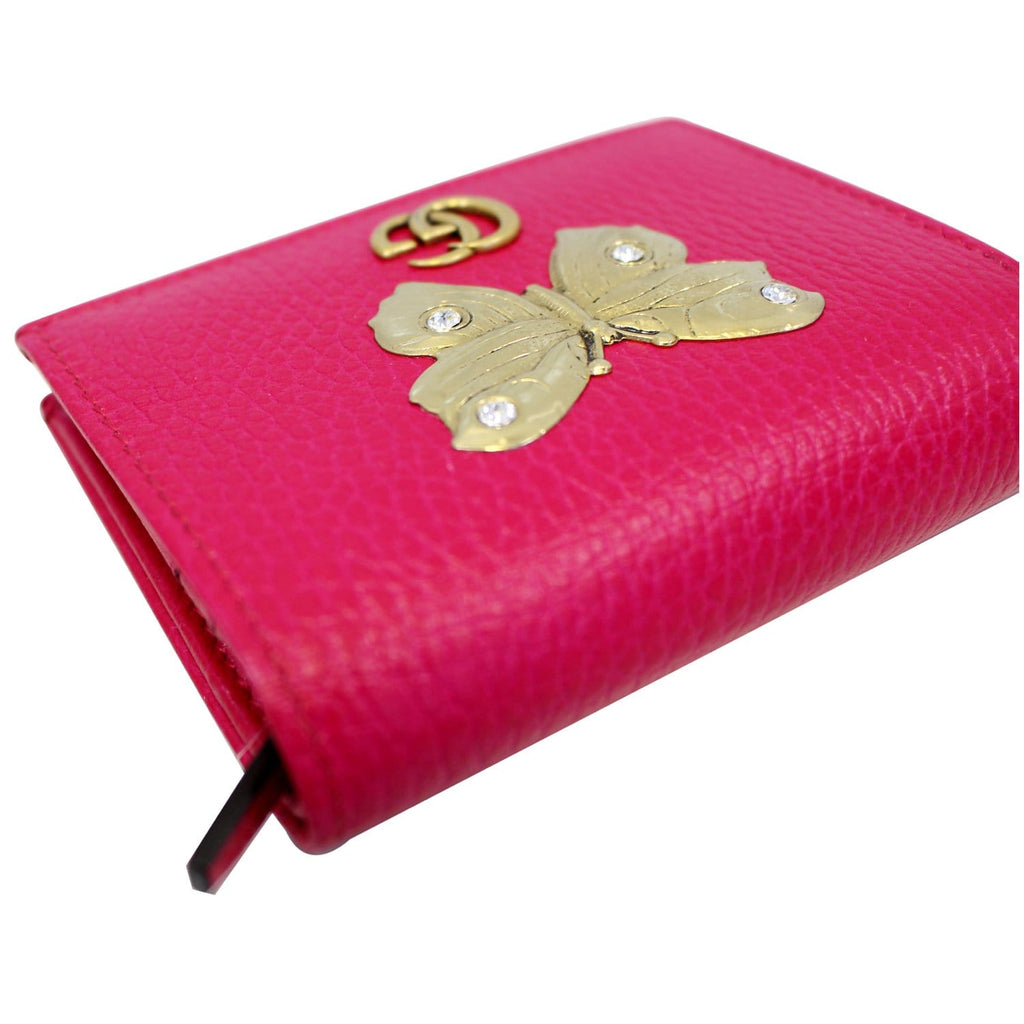 GUCCI Butterfly Leather  Case Wallet Pink 499361
