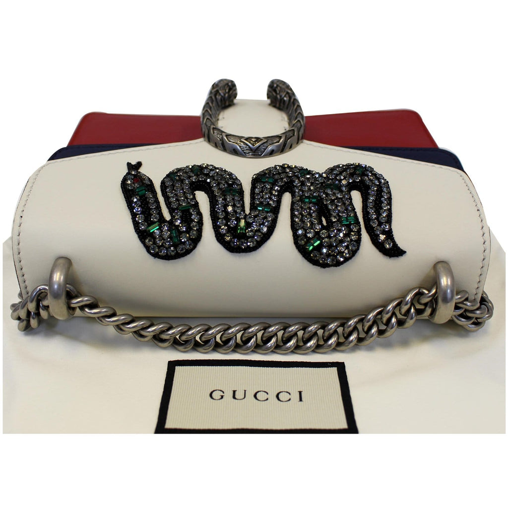 GUCCI Dionysus Mini Crystal Embroidered Snake Shoulder Bag Red - 20% OFF