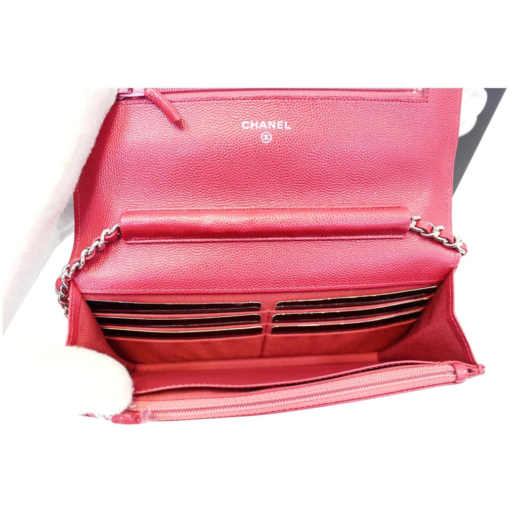 CHANEL Wallet On Chain WOC Clutch Crossbody Bag Red