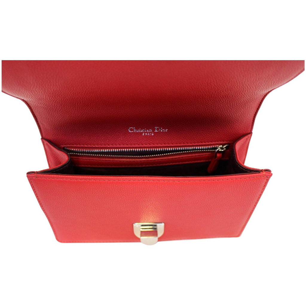 CHRISTIAN DIOR Diorama Flap Red Grained Leather Small Shoulder Bag