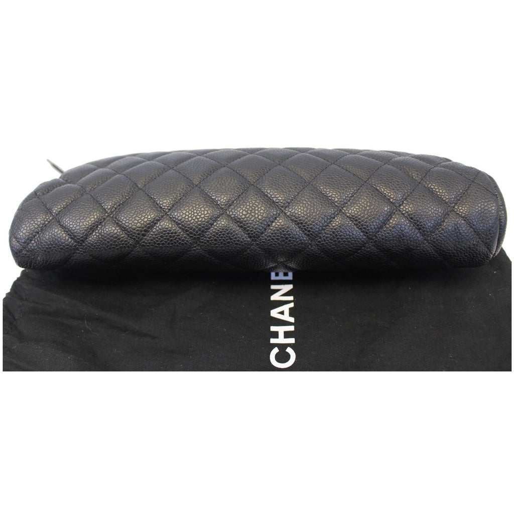 CHANEL Timeless Caviar Quilted Leather Clutch Black