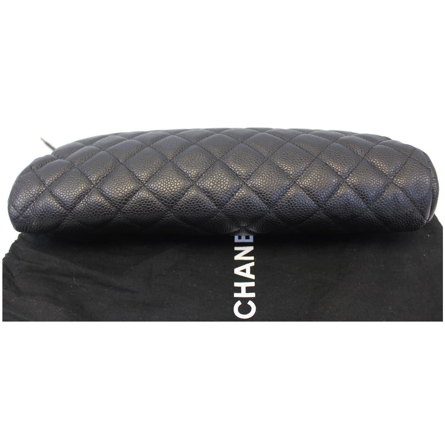 CHANEL Timeless Caviar Quilted Leather Clutch Black