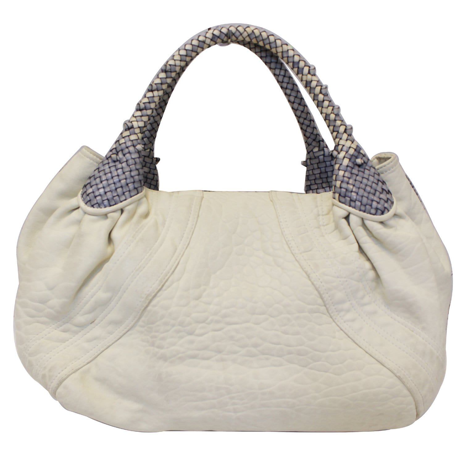 FENDI Spy White Leather Satchel Bag