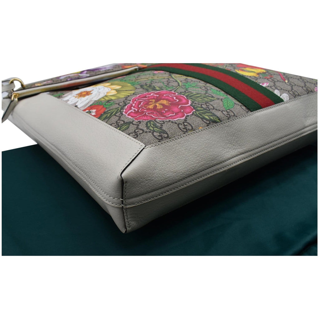 GUCCI Ophidia GG Flora Vertical Shopping Tote Bag White 519335