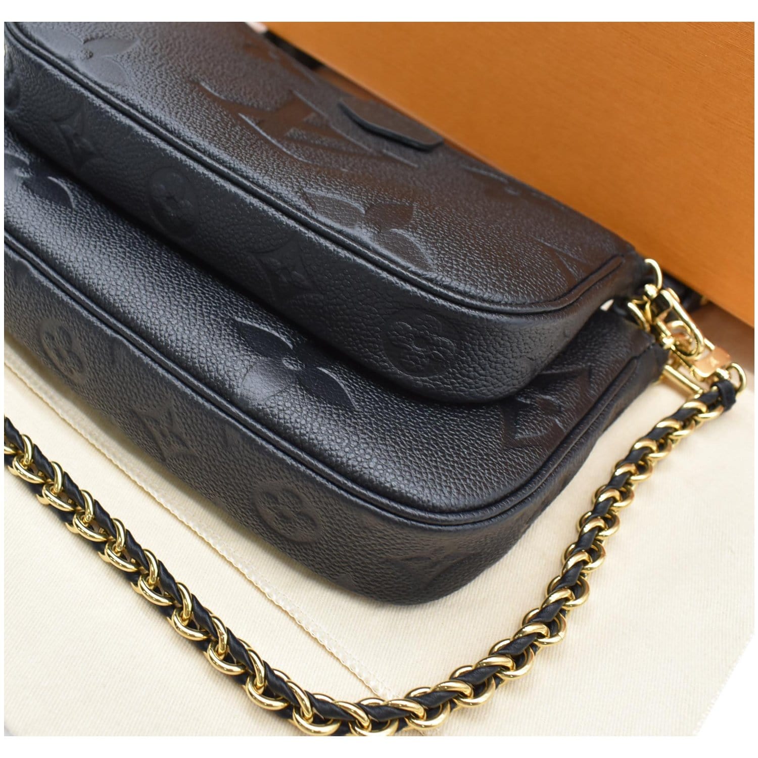 LOUIS VUITTON Multi Pochette Accessories Empreinte Clutch Bag Black