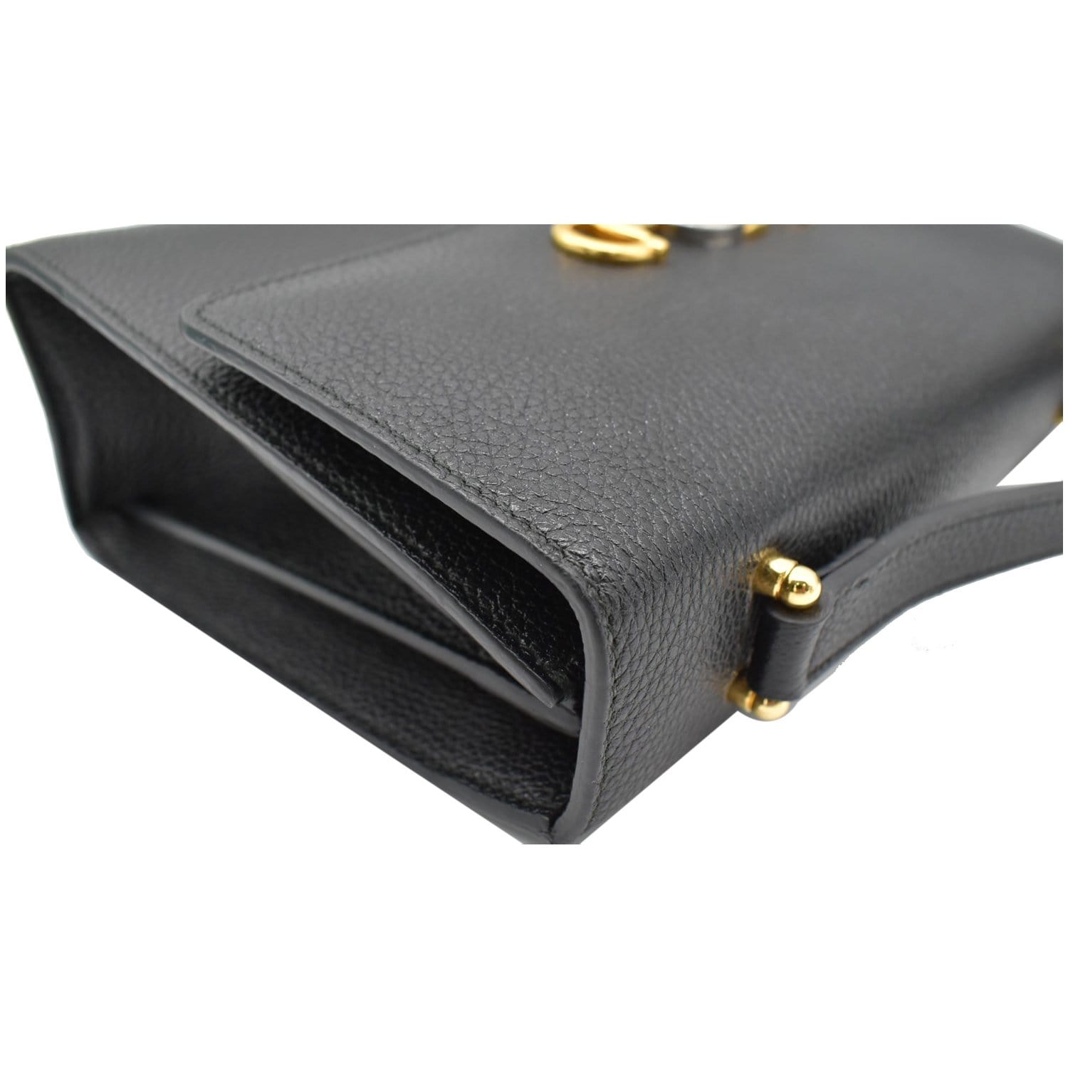GUCCI Zumi Small Grainy Leather Chain Crossbody Bag Black 576388