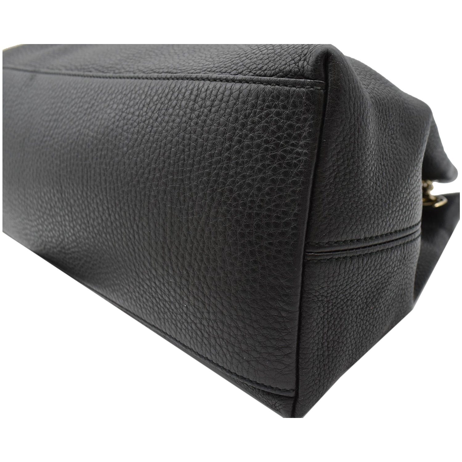 GUCCI Soho Pebbled Leather Chain Shoulder Bag Black 308982