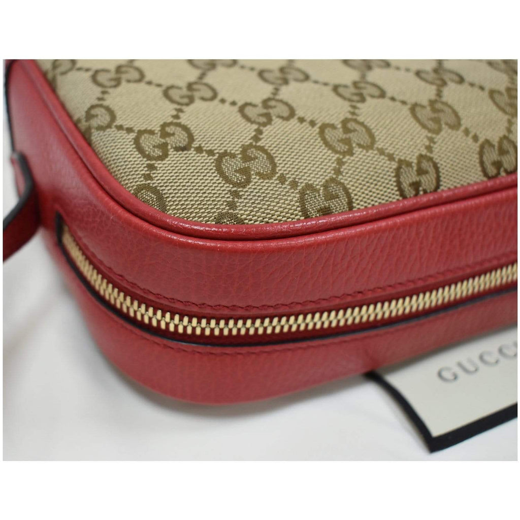 GUCCI Bree GG Canvas Leather Crossbody Bag Beige 449413