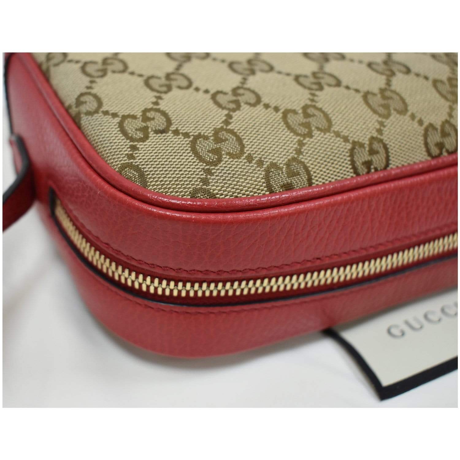 GUCCI Bree GG Canvas Leather Crossbody Bag Beige 449413