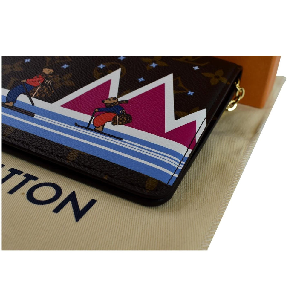 LOUIS VUITTON Weekend Pochette Monogram Canvas Shoulder Clutch Brown