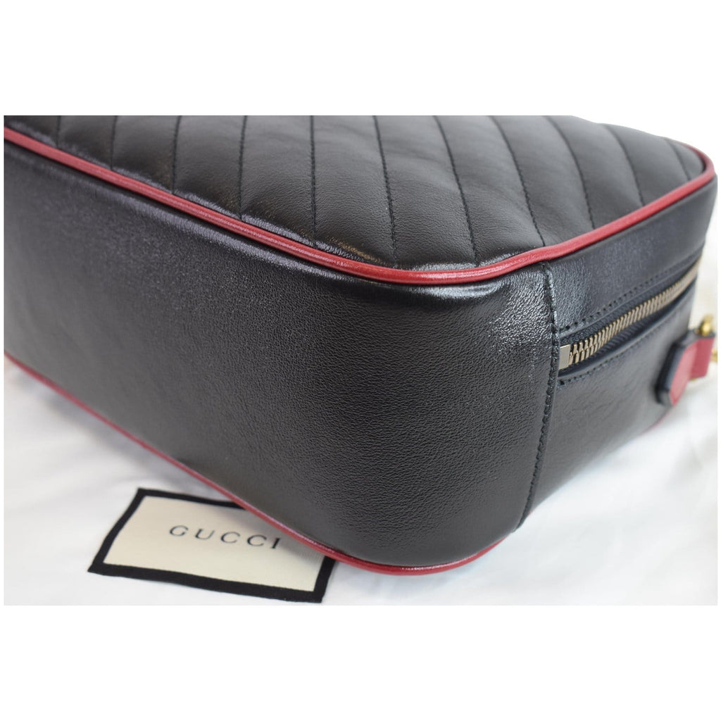 GUCCI GG Marmont Small Bamboo Leather Shoulder Bag Black 602270