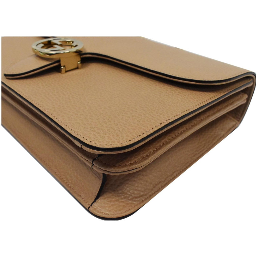 GUCCI Interlocking GG Calfskin Leather Shoulder Bag Brown 510303