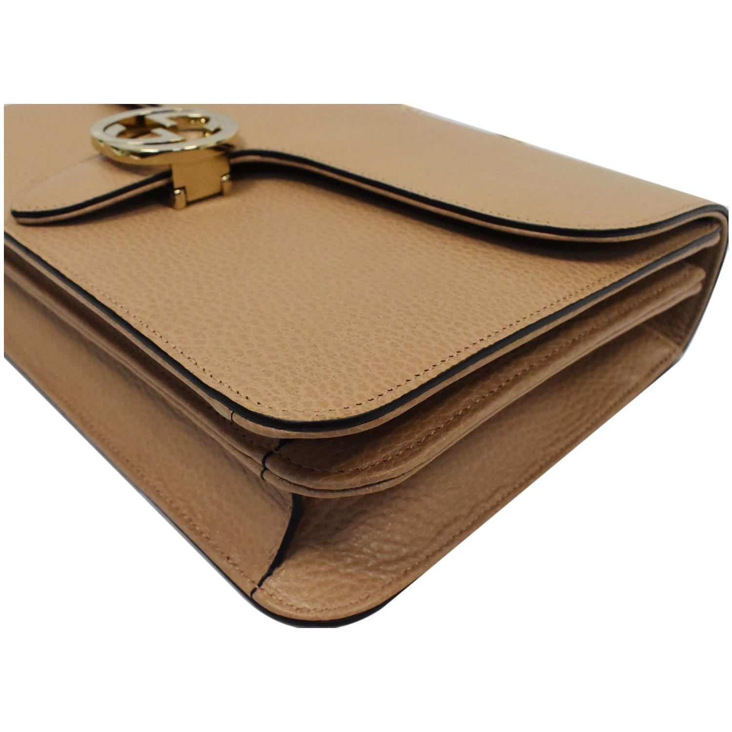 GUCCI Interlocking GG Calfskin Leather Shoulder Bag Brown 510303