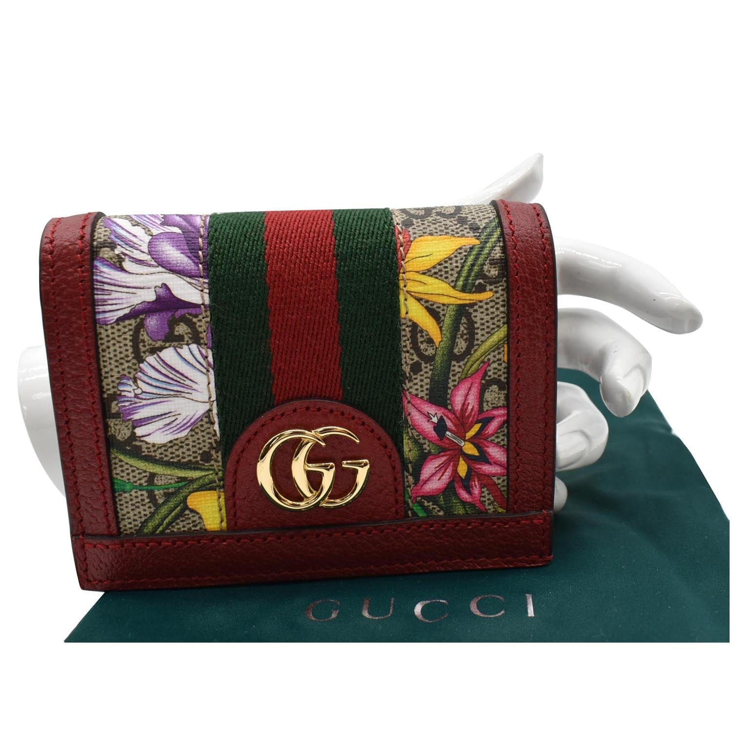 GUCCI Ophidia Flora GG Supreme Canvas  Case Wallet Red 523155