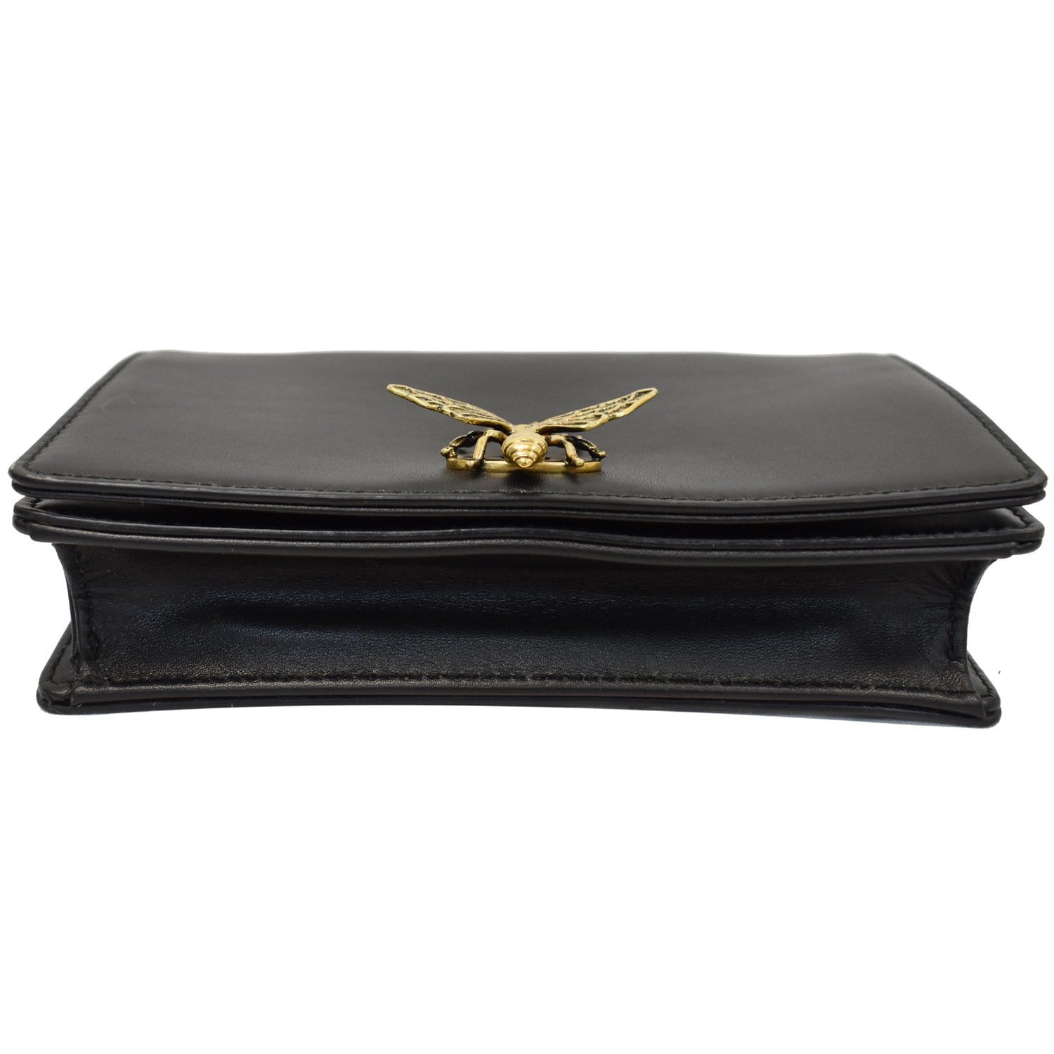 CHRISTIAN DIOR Bee Leather Pouch Clutch Bag Black