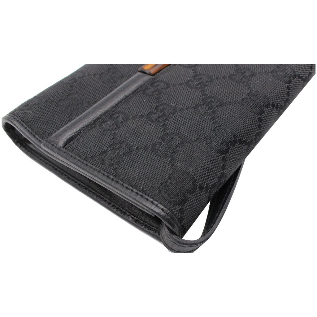 GUCCI Bamboo GG Monogram Canvas Clutch Bag Black